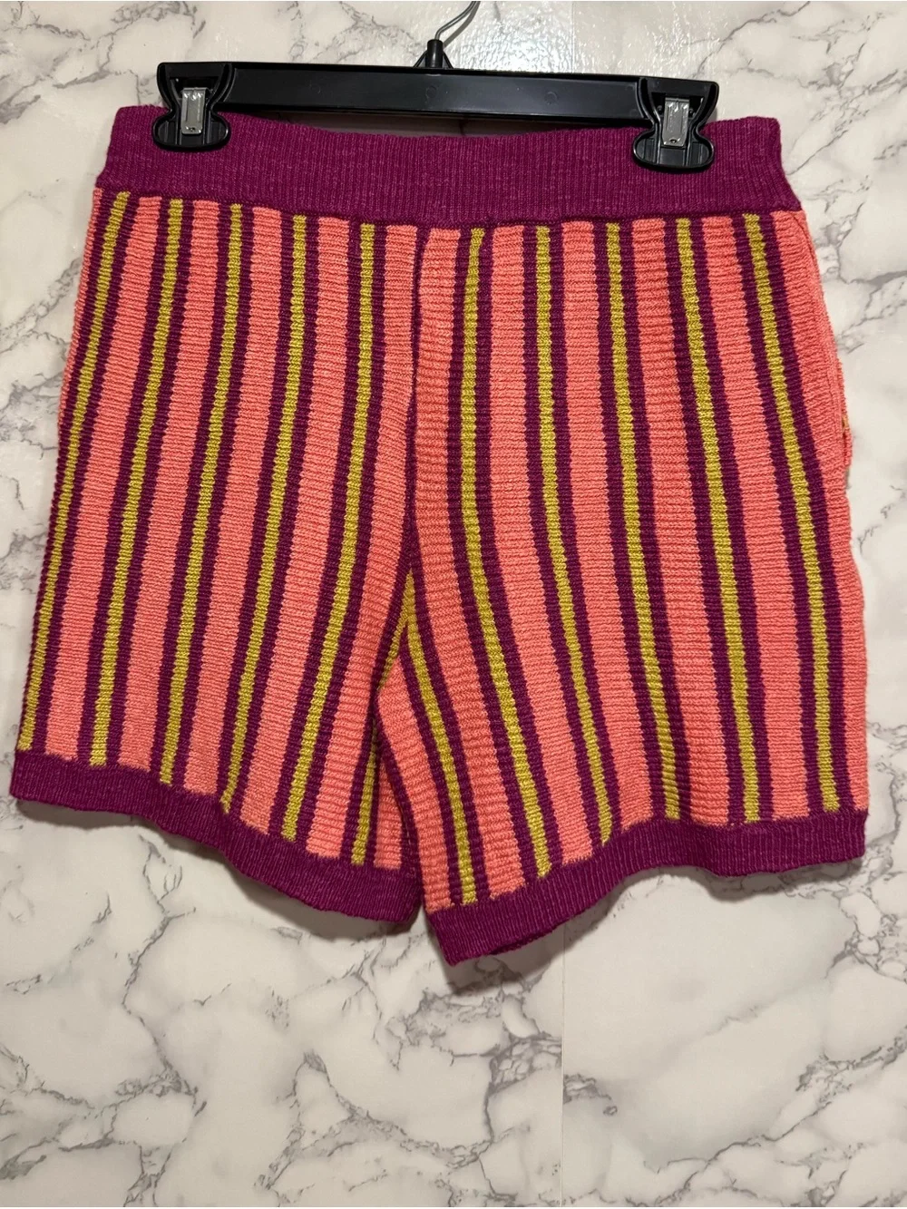 NEW Free People Beach Penny Striped Knit Shorts - Pink & Purple XS